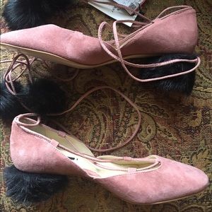 New Zara leather faux fur shoes